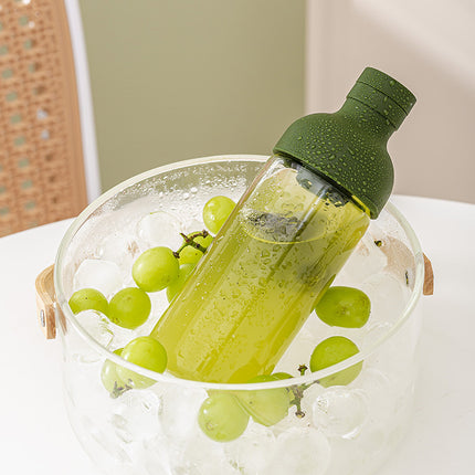 Style Cold Brew Bottle - 450ml Glass, Leak-Resistant Silicone Top Green Silicone Lid