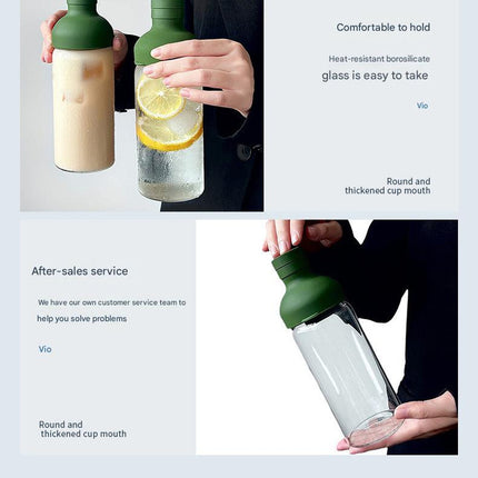 Style Cold Brew Bottle - 450ml Glass, Leak-Resistant Silicone Top White Silicone Lid