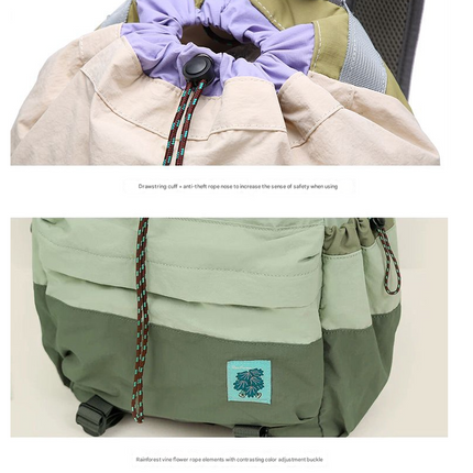 Beige Stylish Lightweight Drawstring Backpack for Women Men Hiking Travel