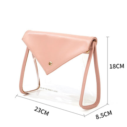 Black Chic Envelope Makeup Bag with Transparent Waterproof Design