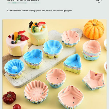 Style 8 Silicone Mini Cake Molds (30 Pack) -  For Cupcakes, Desserts (7x7x2.5cm)