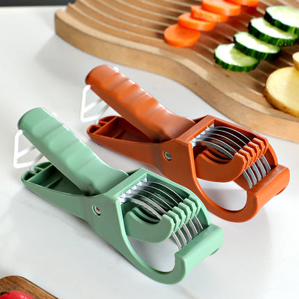 2 pcs (Orange+Green) 5-Blade Fruit & Vegetable Slicer for Crinkle Cuts - Kitchen Gadget