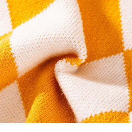 Classic Argyle Dog Sweater - Yellow & White Knit for Corgis & Medium Breeds (Size : XL)