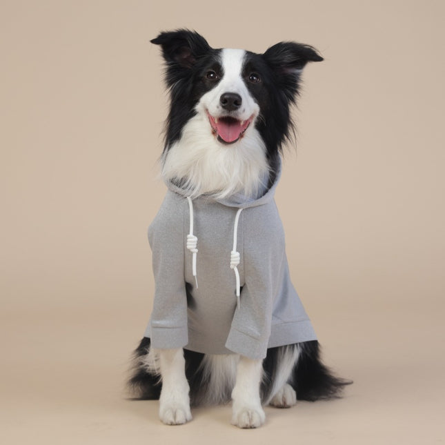 Grey Classic Dog Sweatshirt with Hood & Drawstrings