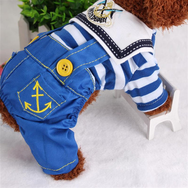 Blue Cute Sailor Dog Outfit