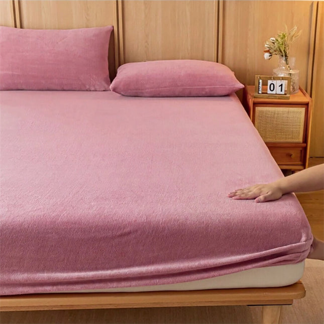 Bean paste color Plush Crystal Velvet Fitted Sheet – product detail