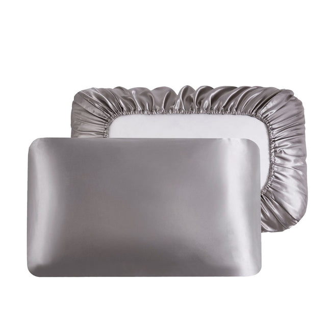 Gray Silky Satin Pillowcase Pair
