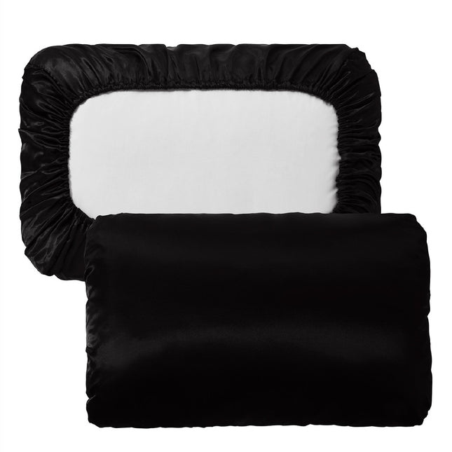 Black Silky Satin Pillowcase Pair
