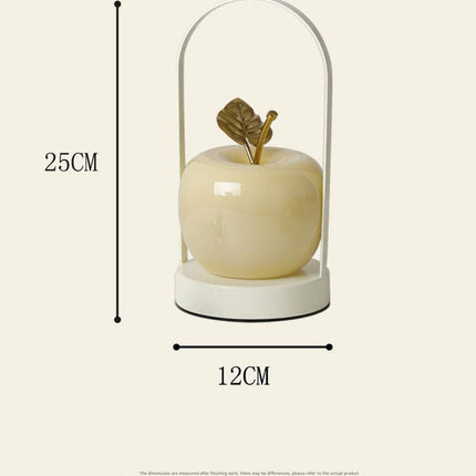 Orange Decorative Apple Table Lamp - USB-C,  3 Light Modes, Metal Handle