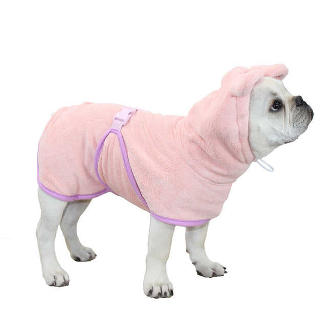 Pink Hooded Dog Bathrobe