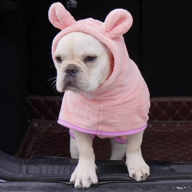 Pink Hooded Dog Bathrobe – product detail