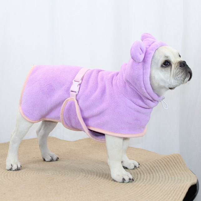 Purple Hooded Dog Bathrobe