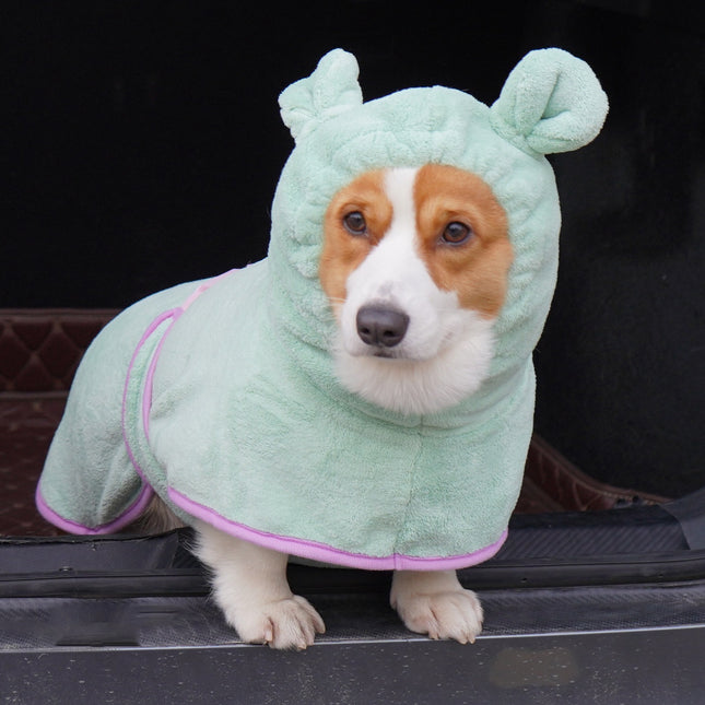 Green Hooded Dog Bathrobe – product detail