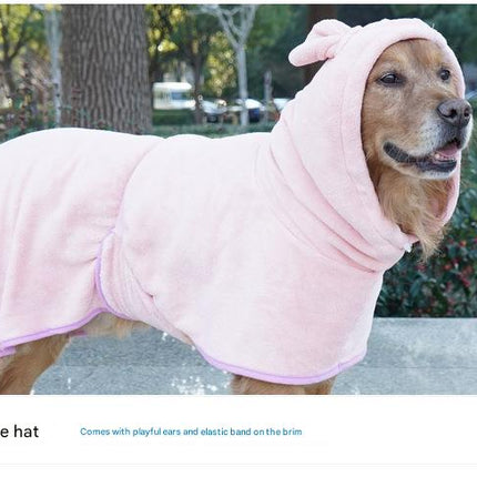 Green Hooded Dog Bathrobe - Super Absorbent, Adjustable Fit, Cozy Pet Towel (Size : L)