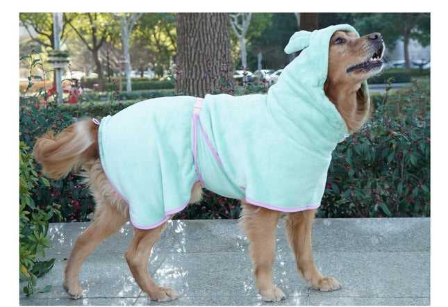 Green Hooded Dog Bathrobe