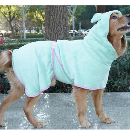 Green Hooded Dog Bathrobe - Super Absorbent, Adjustable Fit, Cozy Pet Towel (Size : XS)