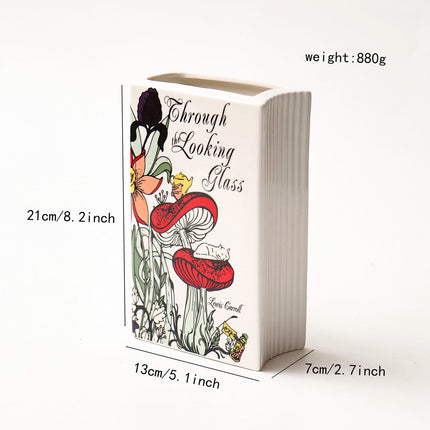 Literary Book Vase - Creative Ceramic Planter & Desk Organizer(Type A - 21x13x7cm)