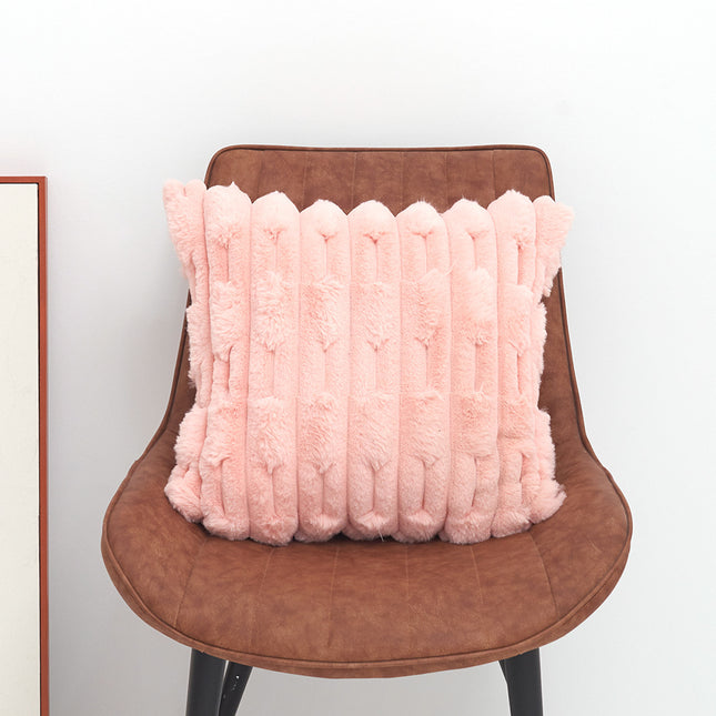 A pair of pink Plush Faux Rabbit Fur Throw Pillow Cover – product detail