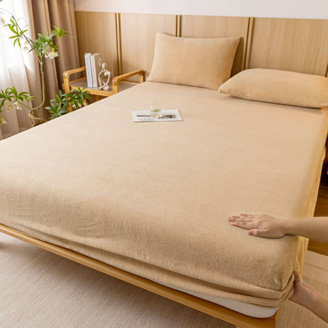 Khaki Plush Crystal Velvet Fitted Sheet