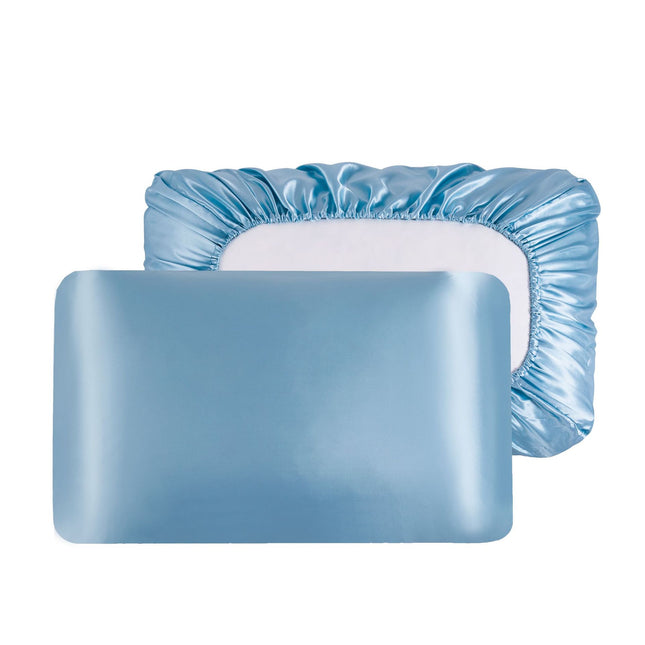 Sky Blue Silky Satin Pillowcase Pair