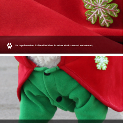 Christmas Dog Costume - Festive Hooded Cape & Green Jumpsuit Outfit (Size : 5XL)