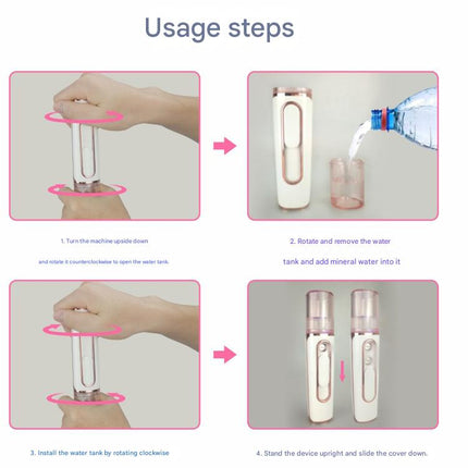 Blue Dual Nozzle Nano Facial Mister - USB Rechargeable Hydrating Spray