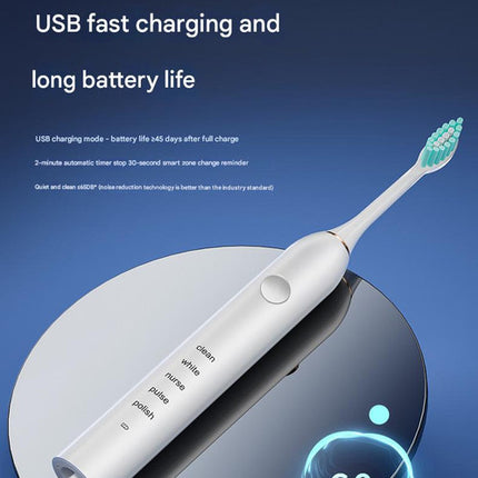 Advanced Sonic Toothbrush 5 Cleaning Modes 2-Min Timer USB Fast Charge Purple (4 brush heads) – shape and profile