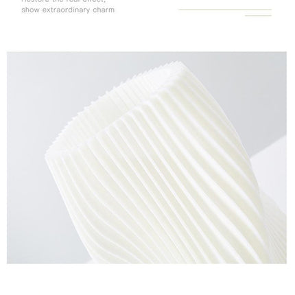 Unique Pleated Design Table Lamp - 3D Printed Washable Shade, Wooden Base, Adjustable LED (Small peach)