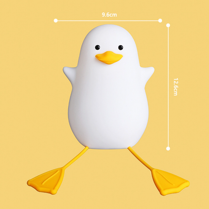 Cute Gull Silicone Night Light - Tap Control, USB Rechargeable, Kids Bedroom (Warm light three-speed yellow mouth)