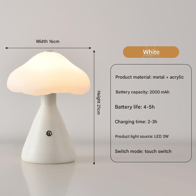 White Mushroom LED Table Lamp