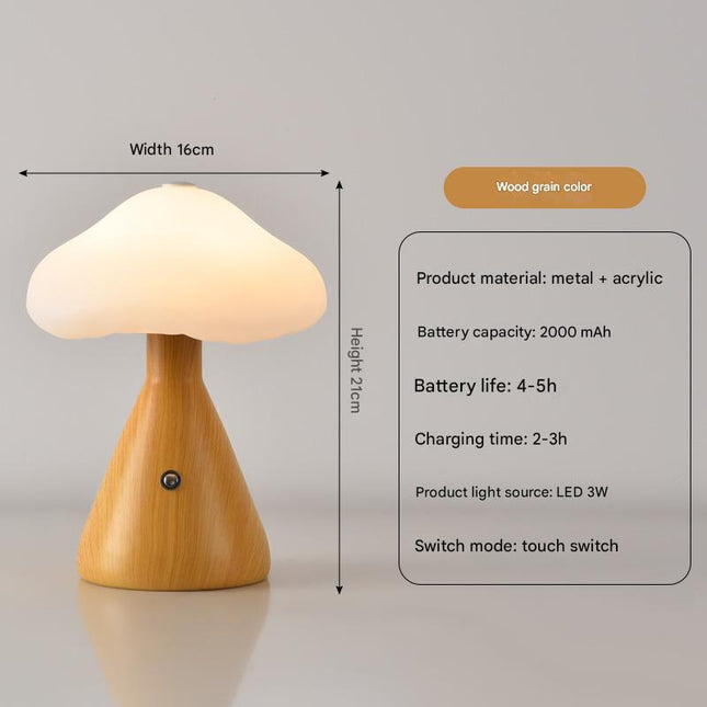 Woodgrain color Mushroom LED Table Lamp