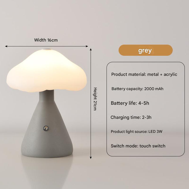 Gray Mushroom LED Table Lamp