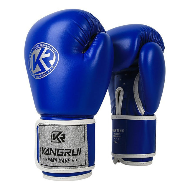 Blue and Silver Durable 10oz PU Leather Boxing Gloves
