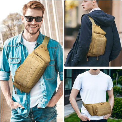 Khaki Rugged Tactical Waist Pack - MOLLE Outdoor Fanny Bag for Hiking Cycling & Travel