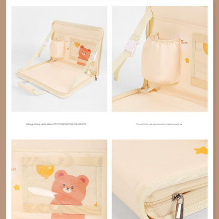 Pink Foldable Car Back Seat Organizer Tray - PU Leather Travel Desk with Tablet Holder