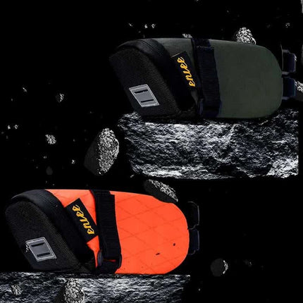 Green And Black Water-Resistant Bicycle Saddle Bag - 1.3L Reflective Seat Pack for Road & Mountain Bikes