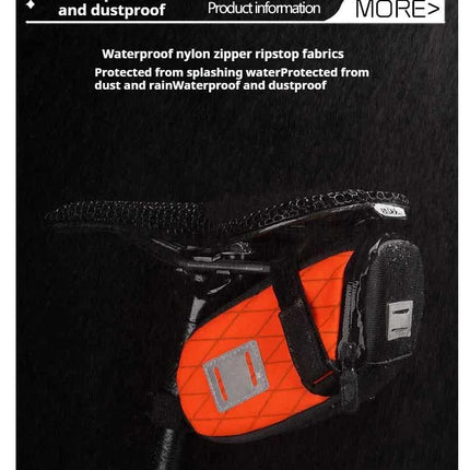 Green And Black Water-Resistant Bicycle Saddle Bag - 1.3L Reflective Seat Pack for Road & Mountain Bikes