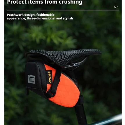 Orange And Black Water-Resistant Bicycle Saddle Bag - 1.3L Reflective Seat Pack for Road & Mountain Bikes