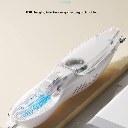 White Rechargeable Pet Grooming Clipper with Built-in Vacuum - Low Noise Hair Trimmer for Dogs & Cats