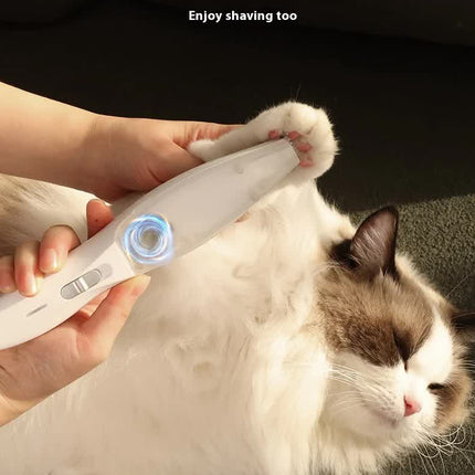 Blue Rechargeable Pet Grooming Clipper with Built-in Vacuum - Low Noise Hair Trimmer for Dogs & Cats