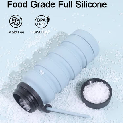 Black Collapsible Silicone Water Bottle - 510ml Portable Food-Grade Travel & Sports Drink Flask