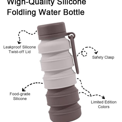 Black Collapsible Silicone Water Bottle - 510ml Portable Food-Grade Travel & Sports Drink Flask