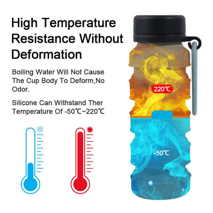 Black Collapsible Silicone Water Bottle - 510ml Portable Food-Grade Travel & Sports Drink Flask