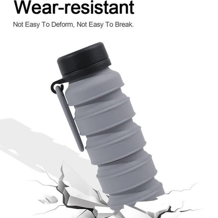 Black Collapsible Silicone Water Bottle - 510ml Portable Food-Grade Travel & Sports Drink Flask