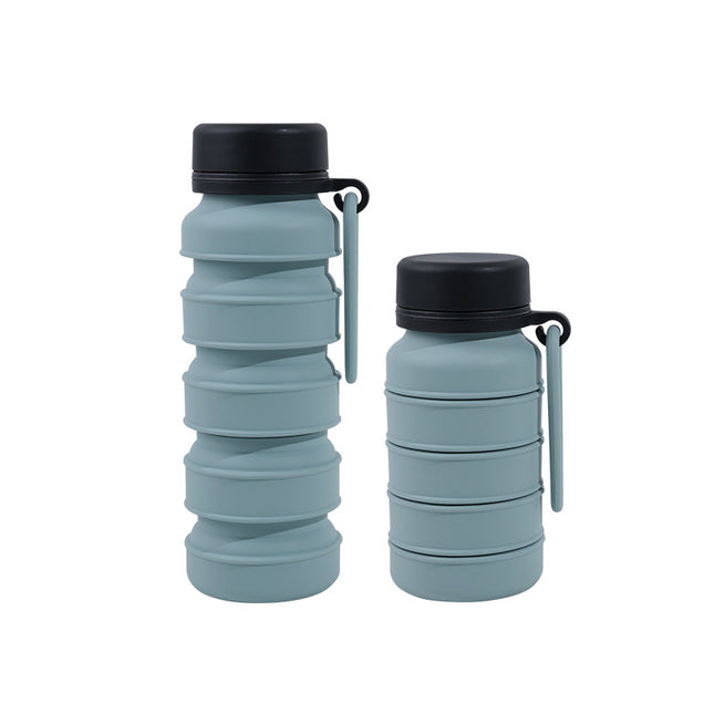 Blue and Black Collapsible Silicone Water Bottle