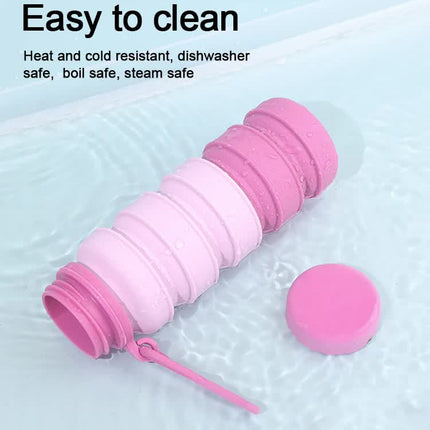 Brown Collapsible Silicone Water Bottle - 510ml Portable Food-Grade Travel & Sports Drink Flask