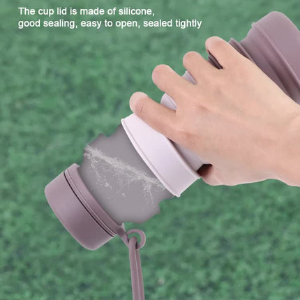 Brown Collapsible Silicone Water Bottle - 510ml Portable Food-Grade Travel & Sports Drink Flask