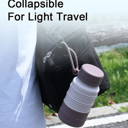 Brown Collapsible Silicone Water Bottle - 510ml Portable Food-Grade Travel & Sports Drink Flask