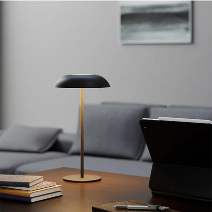 White Minimalist Rechargeable LED Touch Table Lamp - 3-Color Stepless Dimming Metal Desk Light