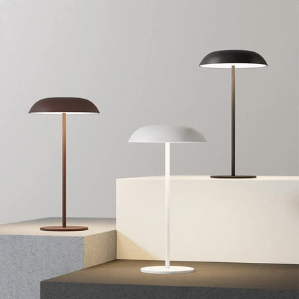 White Minimalist Rechargeable LED Touch Table Lamp - 3-Color Stepless Dimming Metal Desk Light
